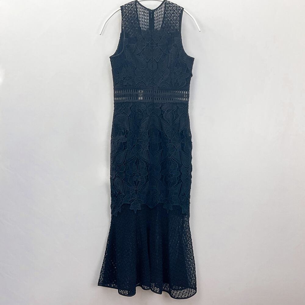 Jonathan Simkhai Black Lace & Crochet Corded Fluted Midi Dress, Sz 0 NWT - Picture 5 of 9